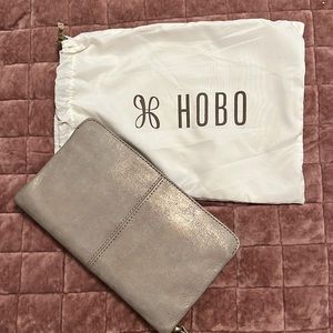 HOBO International wristlet clutch taupe metallic